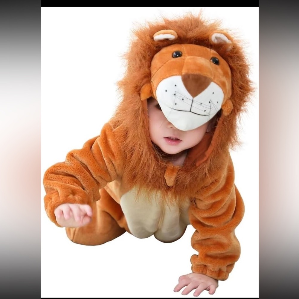 NEW Lion Baby Costume Boy Girl Onesie Plush Romper size 6-12 months